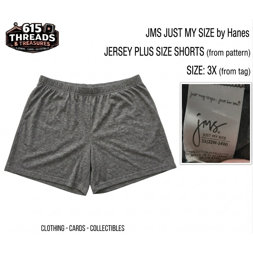 Just My Size JMS Womens Plus Size 3X 22W 24W Heather Gray Jersey Lounge Shorts